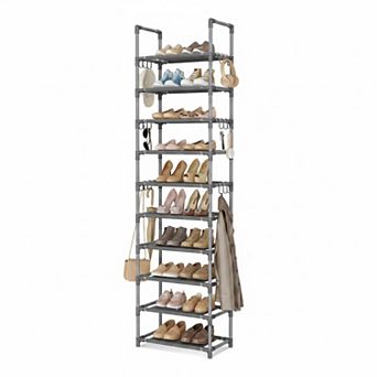 KAUFLY 10 tier Shoe Rack w/ Dust Cover & Side Pockets, Rust-Proof