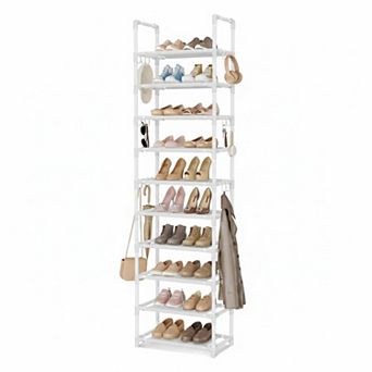 KAUFLY 10 tier Shoe Rack w/ Dust Cover & Side Pockets, Rust-Proof