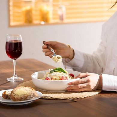 JUANWANG Set of 4 White Ceramic Bowls, 40oz, Large Capacity, Microwave & Dishwasher Safe