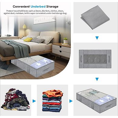 4 Pack Large Capacity Under Bed Storage Containers with Reinforced Handles, Foldable Fabric Storage