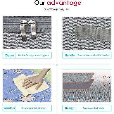4 Pack Large Capacity Under Bed Storage Containers with Reinforced Handles, Foldable Fabric Storage
