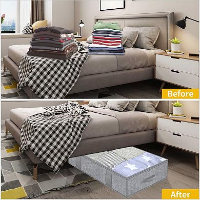 4 Pack Large Capacity Under Bed Storage Containers with Reinforced Handles, Foldable Fabric Storage
