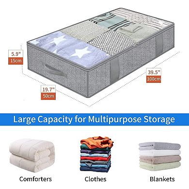 4 Pack Large Capacity Under Bed Storage Containers with Reinforced Handles, Foldable Fabric Storage