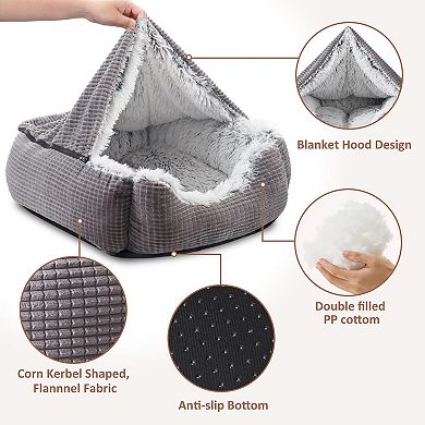 Snuggle Into Luxury: Machine-Washable Cave Bed Hooded Blanke