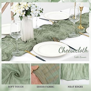 Cheesecloth Table Runners Rustic Boho Gauze Fabric for Wedding & Party Decor