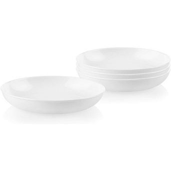 Great Ambitions 4 pc 30oz Stacking Pasta Bowls, Microwave/Dishwasher Safe, White