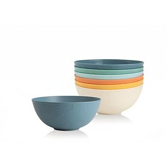 JUANWANG 6-Pack Unbreakable Wheat Straw Bowls, 40oz Thick Microwave & Dishwasher Safe