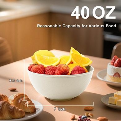 JUANWANG 6-Pack Unbreakable Wheat Straw Bowls, 40oz Thick Microwave & Dishwasher Safe