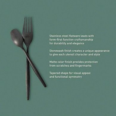 20 Piece Stone-Washed Gold Flatware 18/10 Steel Set