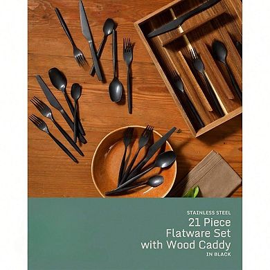 20 Piece Stone-Washed Gold Flatware 18/10 Steel Set