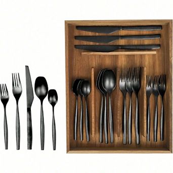 20 pc Stone-Washed Gold Flatware 18/10 Steel Set