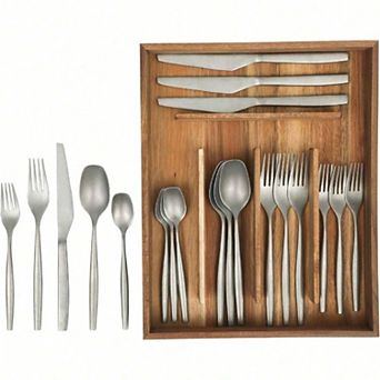 20 pc Stone-Washed Gold Flatware 18/10 Steel Set