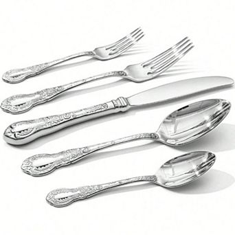 Vintage Carved 18/10 Stainless Steel Flatware 5 pc Set Royal Handle