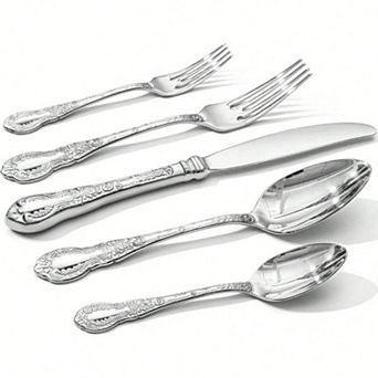 Vintage Carved 18/10 Stainless Steel Flatware 5 pc Set Royal Handle