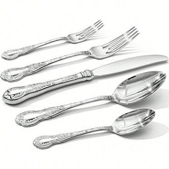 Vintage Carved 18/10 Stainless Steel Flatware 5 pc Set Royal Handle