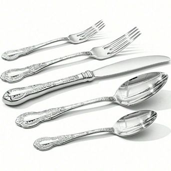 Vintage Carved 18/10 Stainless Steel Flatware 5 pc Set Royal Handle