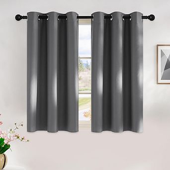 Great Ambitions Grey Blackout Curtains, 42x45", 2 Panels, Grommet Top, Thermal Insulated