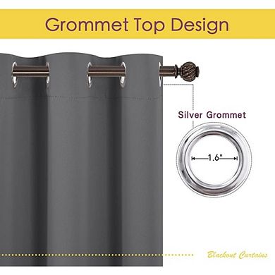 Great Ambitions Grey Blackout Curtains, 42x45", 2 Panels, Grommet Top, Thermal Insulated