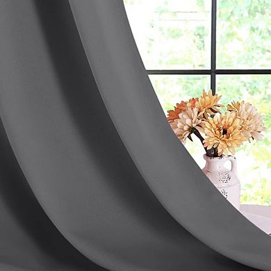 Great Ambitions Grey Blackout Curtains, 42x45", 2 Panels, Grommet Top, Thermal Insulated