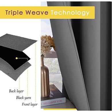 Great Ambitions Grey Blackout Curtains, 42x45", 2 Panels, Grommet Top, Thermal Insulated