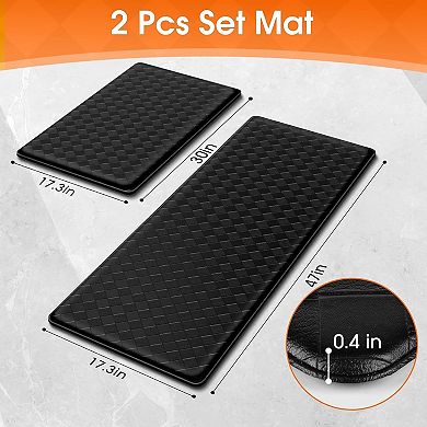 Kitchen Mats, 2PCS Kitchen Rugs, Cushioned Anti Fatigue Kitchen Mats for Floor, Non-Slip Standing