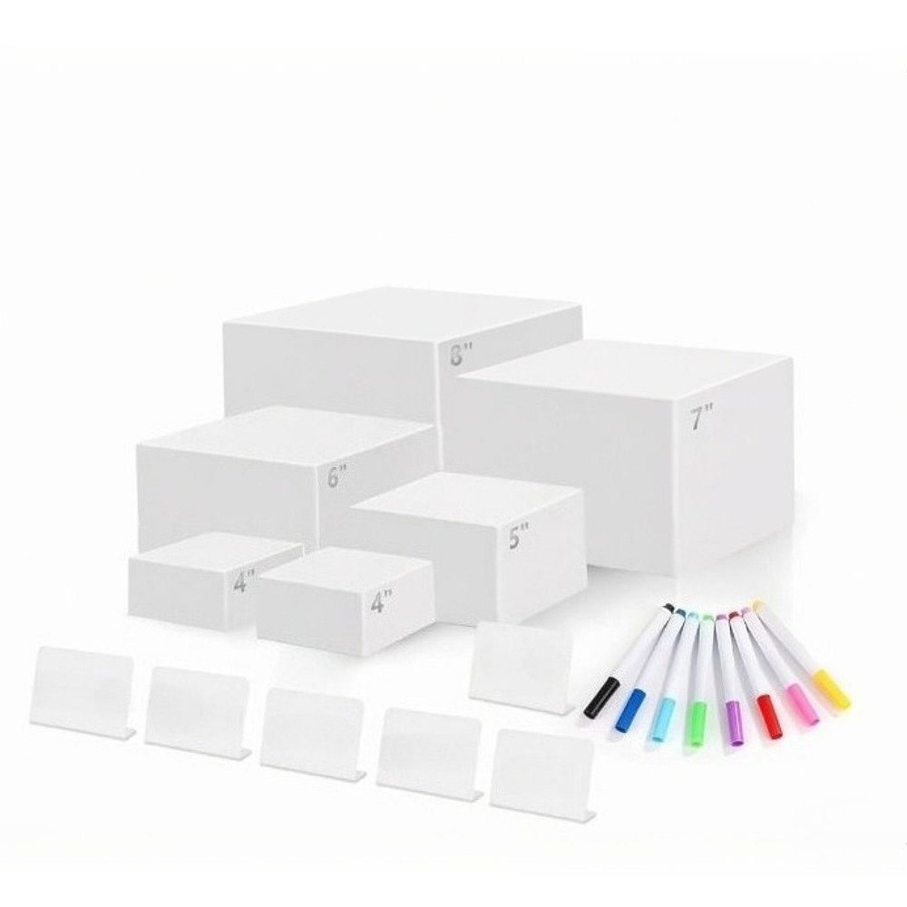 Great Ambitions 6-Pc White Acrylic Buffet Risers with Mini Sign and ...