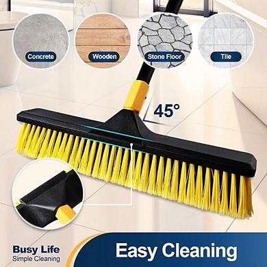 JUANWANG 18" Heavy-Duty Push Broom, 65" Handle for Patio, Garage, Deck, Concrete
