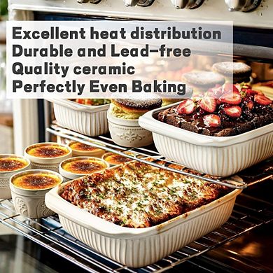 Great Ambitions 3-Piece Ceramic Baking Dish Set with Lids, Oven-Safe Lasagna Pan 5.1Qt/2.3Qt/1.1Qt