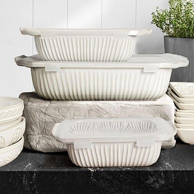 Great Ambitions 3-Piece Ceramic Baking Dish Set with Lids, Oven-Safe Lasagna Pan 5.1Qt/2.3Qt/1.1Qt