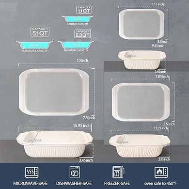 Great Ambitions 3-Piece Ceramic Baking Dish Set with Lids, Oven-Safe Lasagna Pan 5.1Qt/2.3Qt/1.1Qt
