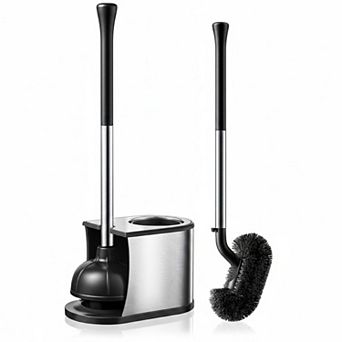 KAUFLY 2 in 1 Toilet Plunger Brush Set 304 Stainless Steel Rustproof Heavy Duty