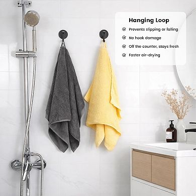 Bath Towel Set,Cotton Bathroom Towels with Hanging Loops, Soft & Absorbent, 8 Piece Towel Set