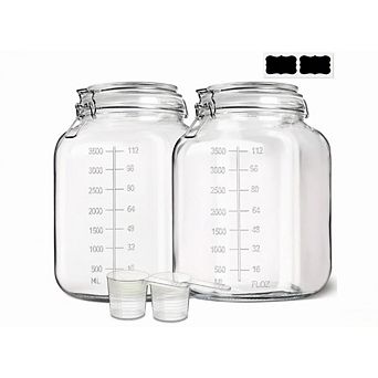 Great Ambitions Set of 2 Large 1.1 Gallon Glass Storage Jars with Airtight Lids