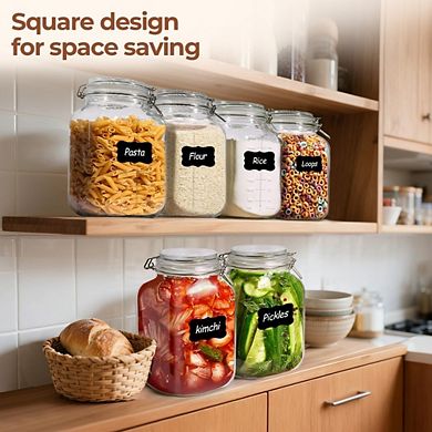 Great Ambitions Set of 2 Large 1.1 Gallon Glass Storage Jars with Airtight Lids
