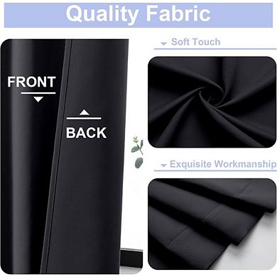 JUANWANG Blackout Curtains 63", Black, Thermal Insulated, 2 Panels, Rod Pocket