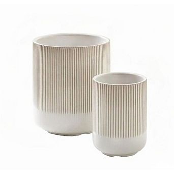Utensil Holder, 7.3"+5.4" Ceramic Kitchen for Countertop, Boho Farmhouse Kitchen Decor, Set of 2