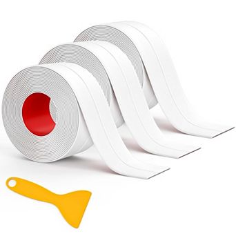 3 Roll Self Adhesive Caulk Strip Waterproof, Caulking Sealant Tape for Kitchen (1.5" x 10.5Ft)
