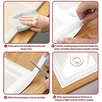 3 Roll Self Adhesive Caulk Strip Waterproof, Caulking Sealant Tape for Kitchen (1.5" x 10.5Ft)