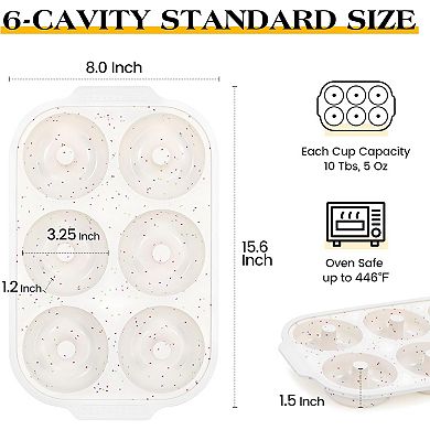 2 Pcs Silicone Donut Pan for Baking with Metal Reinforced Frame Nonstick 6 Cavity Donut Molds