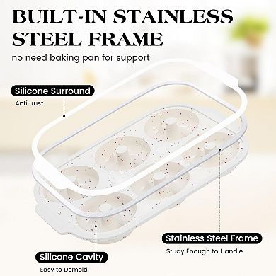 2 Pcs Silicone Donut Pan for Baking with Metal Reinforced Frame Nonstick 6 Cavity Donut Molds