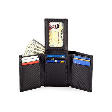 Premium Leather Trifold Wallet with RFID Blocking, ID Window, and Multiple Card Slots