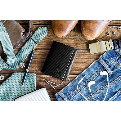 Premium Leather Trifold Wallet with RFID Blocking, ID Window, and Multiple Card Slots