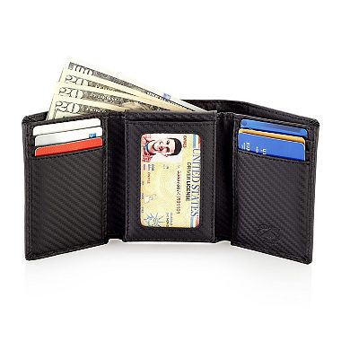 Premium Leather Trifold Wallet with RFID Blocking, ID Window, and Multiple Card Slots
