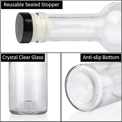 Great Ambitions 12-Pack 16oz Glass Bottles, Cork Lids & PVC Caps, Empty for Home Brewing
