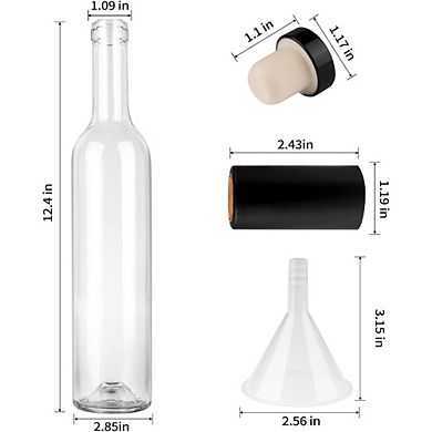 Great Ambitions 12-Pack 16oz Glass Bottles, Cork Lids & PVC Caps, Empty for Home Brewing