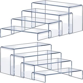 Great Ambitions Acrylic Risers 8 pc Clear Rectangular Display for Perfume Organizer,Figures,Jewelry