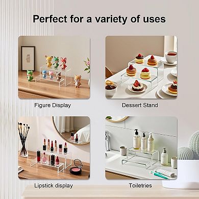 Great Ambitions Acrylic Risers 8 Pcs Clear Rectangular Display for Perfume Organizer,Figures,Jewelry