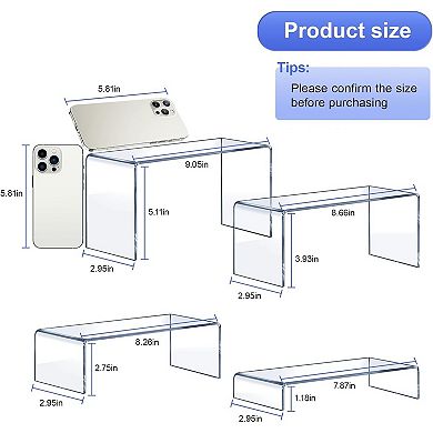 Great Ambitions Acrylic Risers 8 Pcs Clear Rectangular Display for Perfume Organizer,Figures,Jewelry