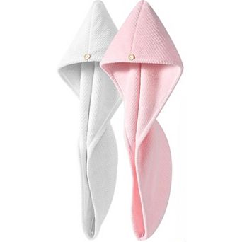 2 Pack Microfiber Hair Towel Wrap for Women, Super Absorbent Quick Dry Hair Turban for All Hair