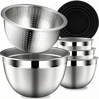Mixing Bowls with Lids Set, Stainless Steel Mixing Bowls with Colander,Strainer with Mixing Bowl Set
